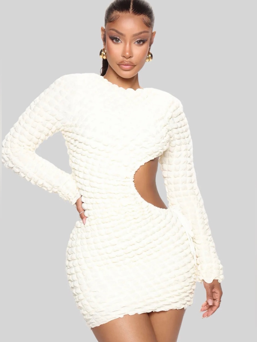 Fashion Nova Textured Cutout Mini Dress